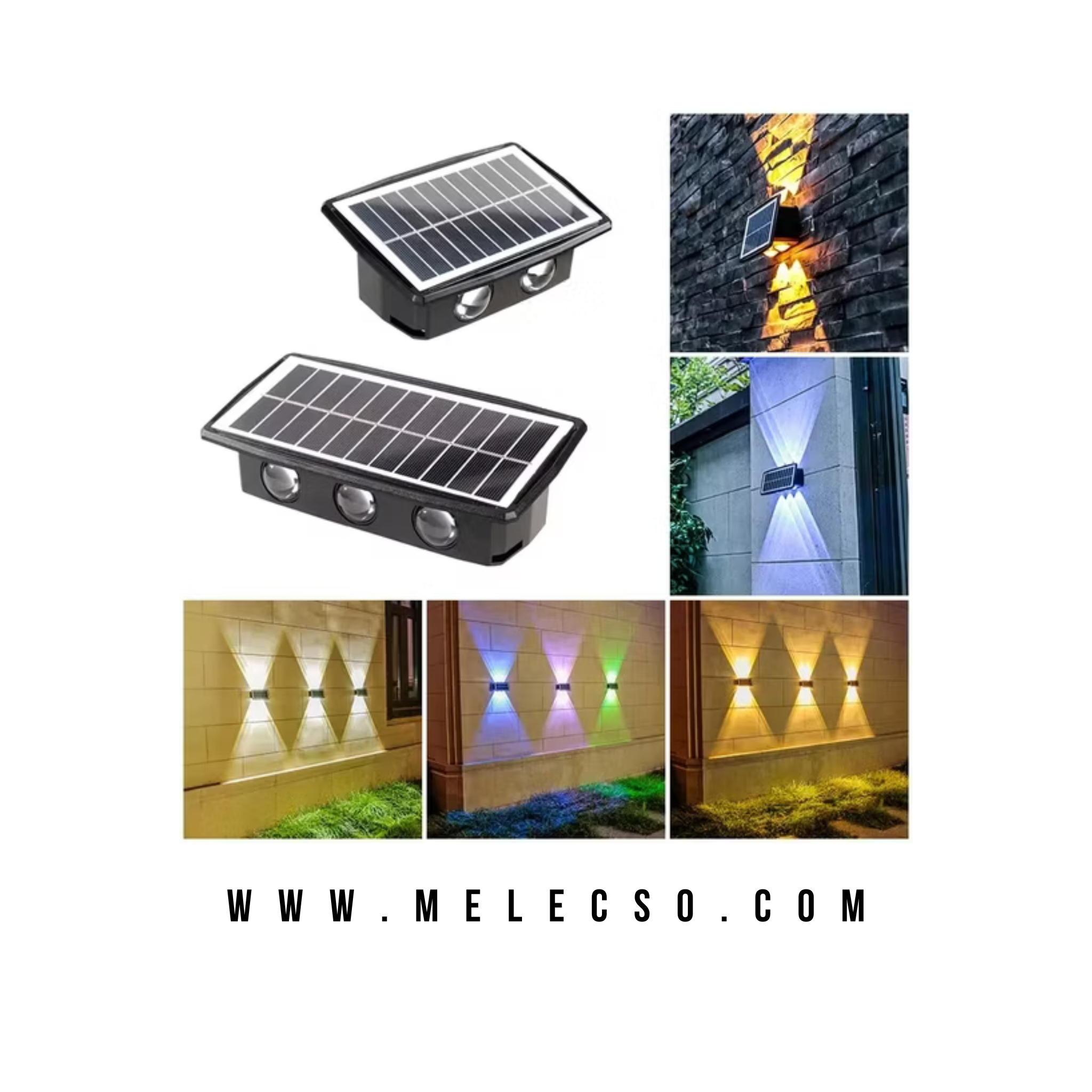 Aplique Solar LED Luz RGB 6 Focos