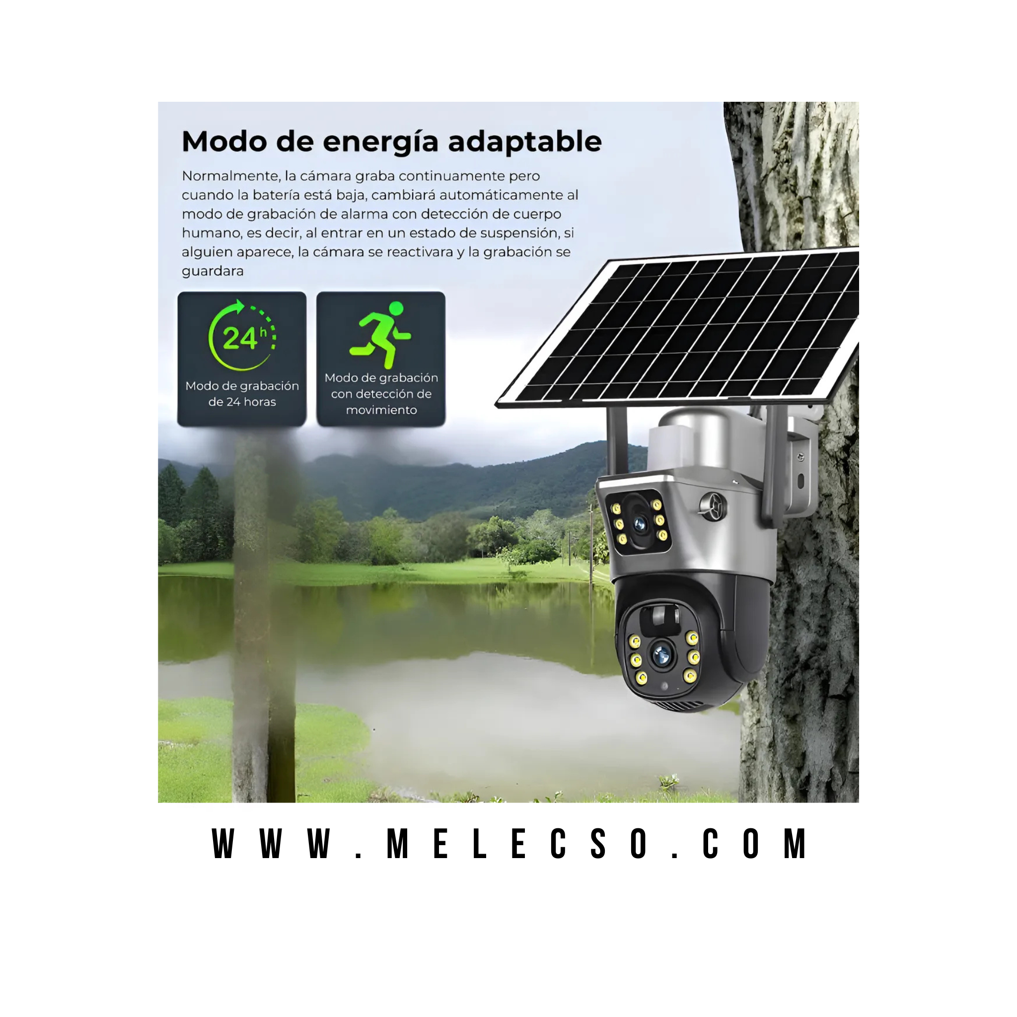 Cámara Solar de Seguridad Doble Lente