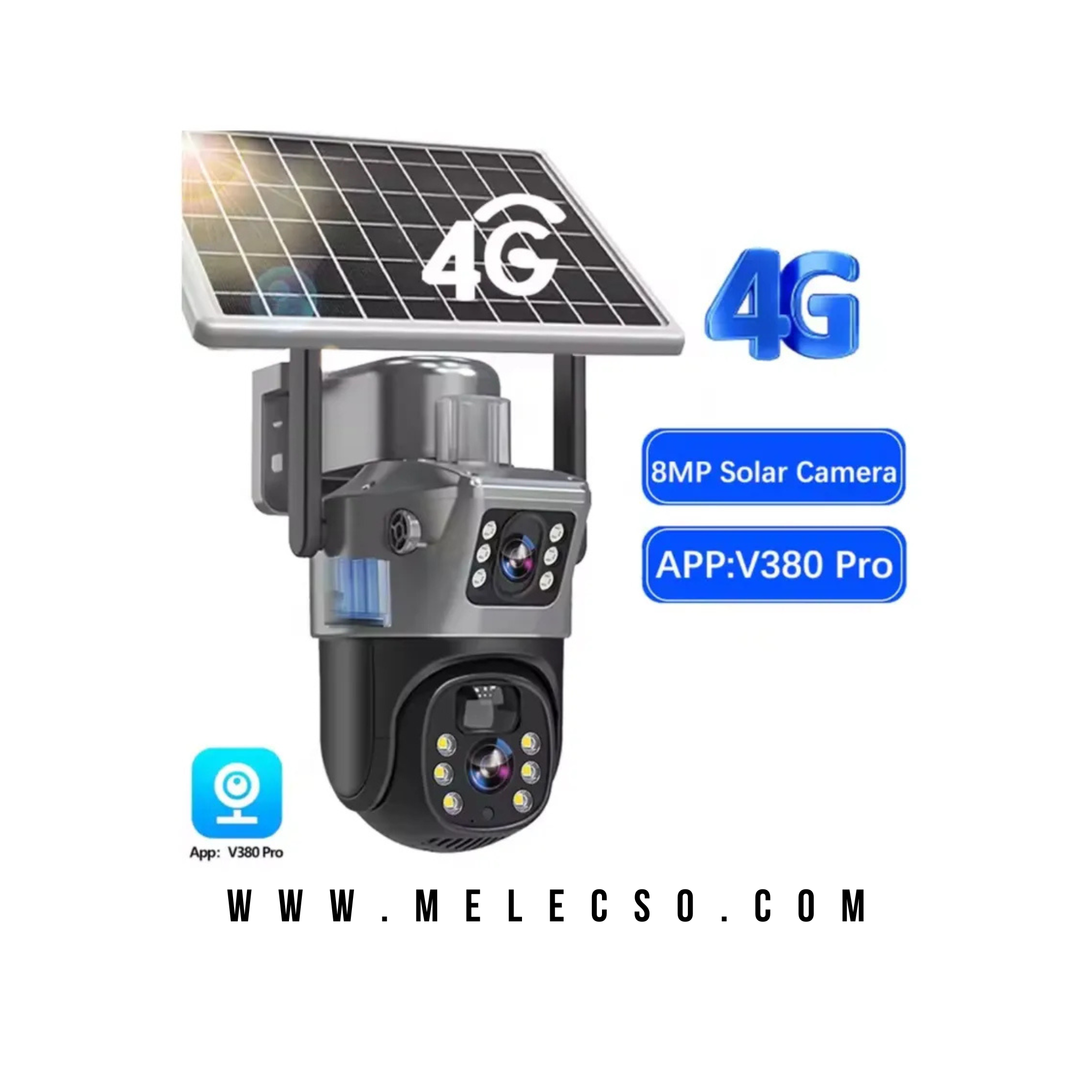 Cámara Solar de Seguridad Doble Lente