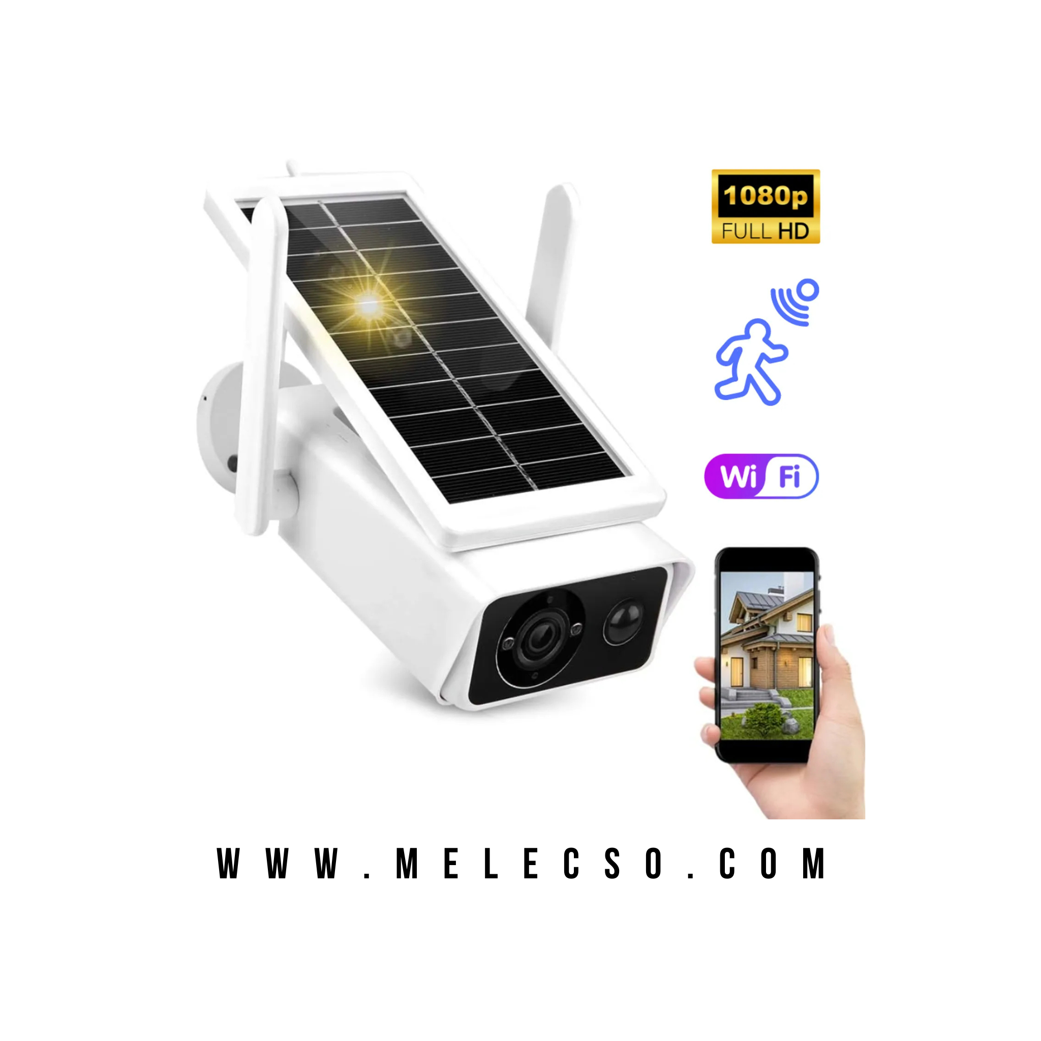 Cámara de Seguridad Solar WiFi 1080P con Audio Bidireccional