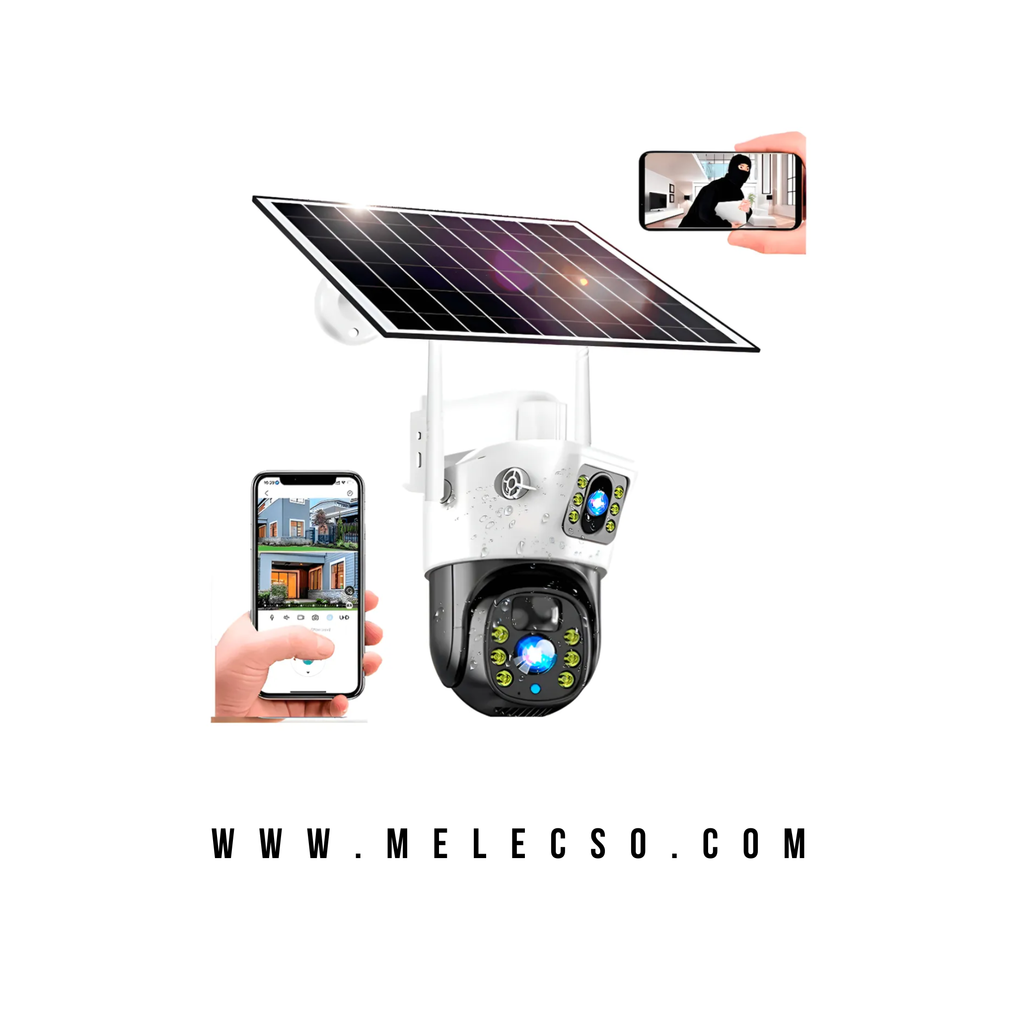 Cámara Solar de Seguridad Doble Lente